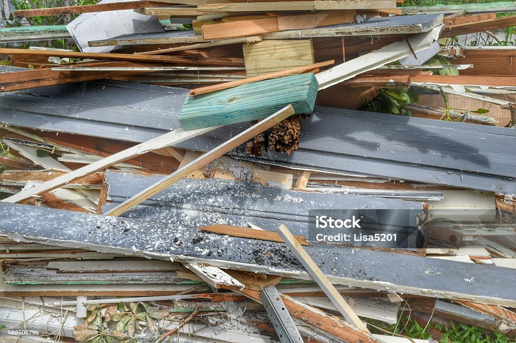 Construction debris Close up of pile of debris from construction work 2015 Stock Photo