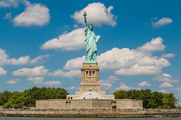 Front view of the Statue of Liberty on Liberty Island stock photo