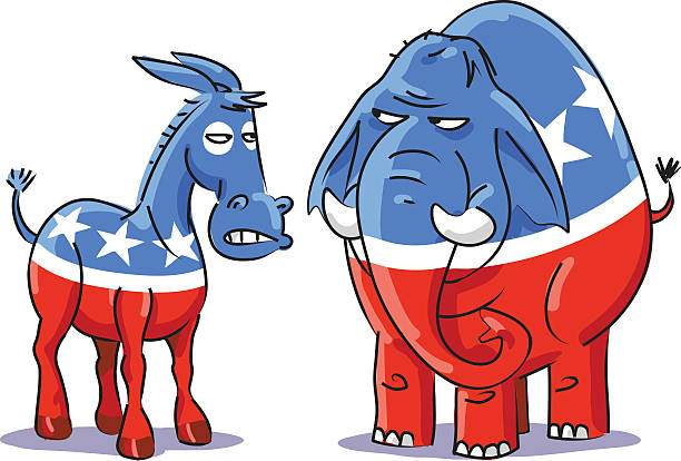 민주적 당나귀 vs republican 코끼리 - pachyderm stock illustrations