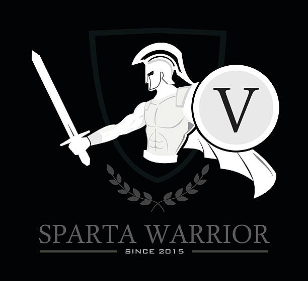 spartan の戦士、刀をシールド - laurel wreath ancient rome shield coat of arms点のイラスト素材／クリップアート素材／マンガ素材／アイコン素材