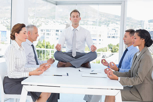 istock Business team relaxing eyes closed 488510894