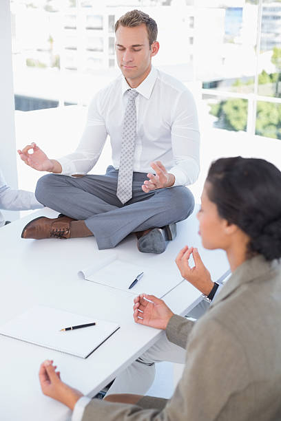 istock Business team relaxing eyes closed 488510966