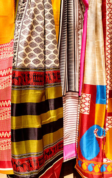 istock Indian shawls in a market 488513346