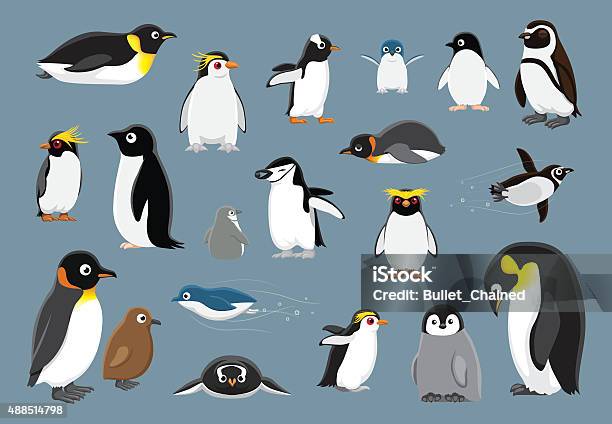 Various Penguins Cartoon Vector Illustration Stock Illustration - Download Image Now - Penguin, Vector, Illustration