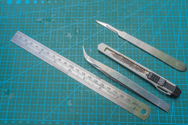 sammlung von tools zeichnung - ruler ballpoint pen pen isolated stock-fotos und bilder