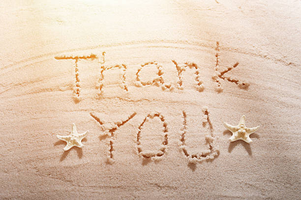 Thank you text on sand
