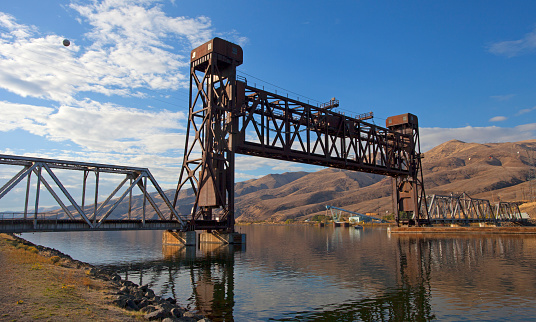 Railroad bridge that can be raised over a river in Lewiston Idaho