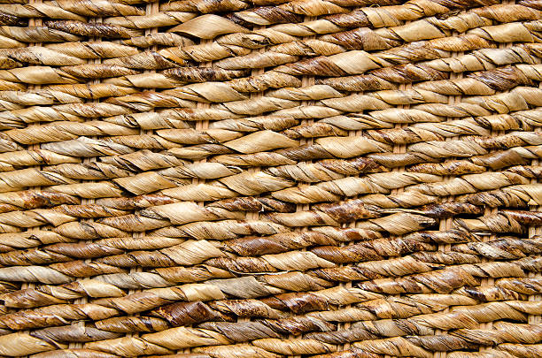 knitted straw textured background old brown knitted straw furniture detail textured background interlace format stock pictures, royalty-free photos & images