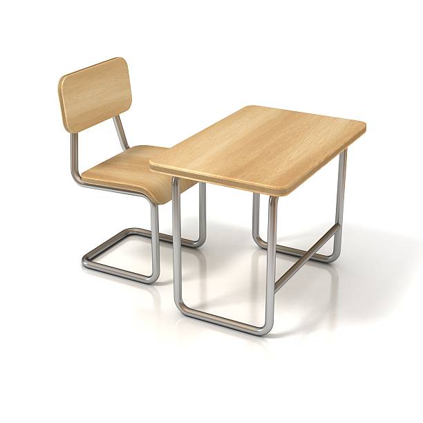 istock school desk and chair on white background 488520283