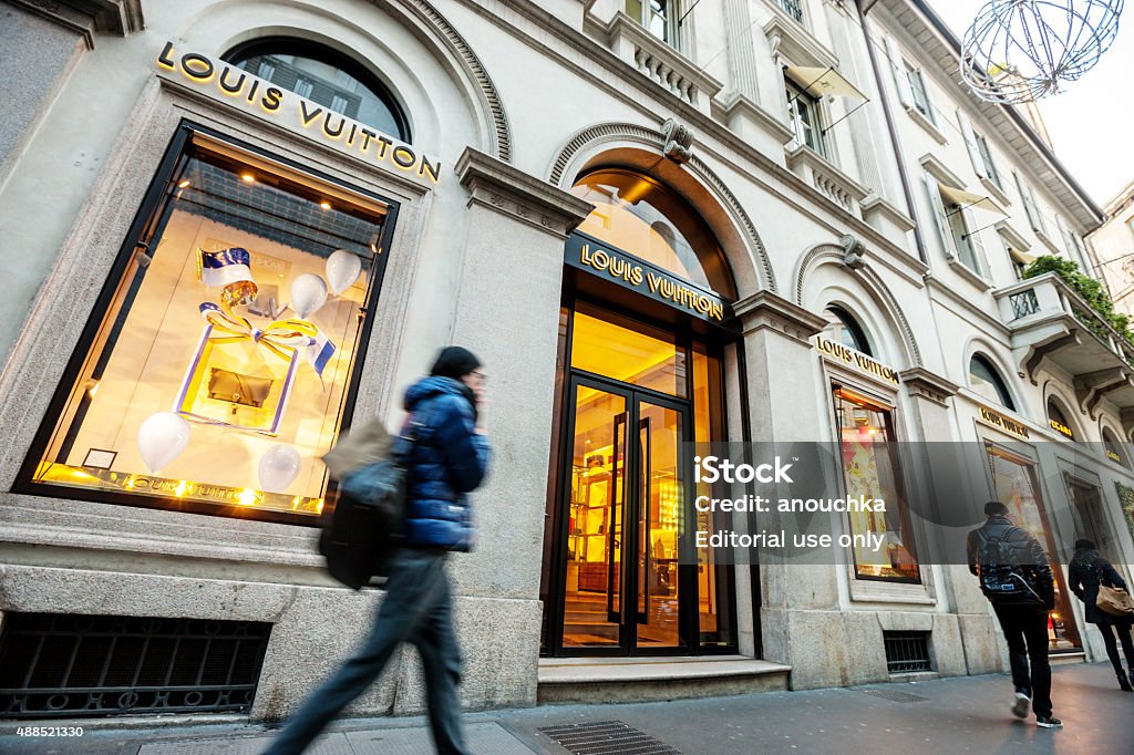 Louis Vuitton Store On Via Monte Napoleone Milan Stock Photo