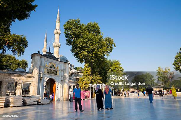 Tourists And Turkish People Walking Near The Eyup Sultan Mosque Stock Photo - Download Image Now