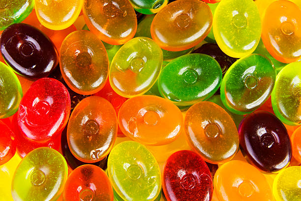 istock Close up on colorful boiled sweets. 488521725