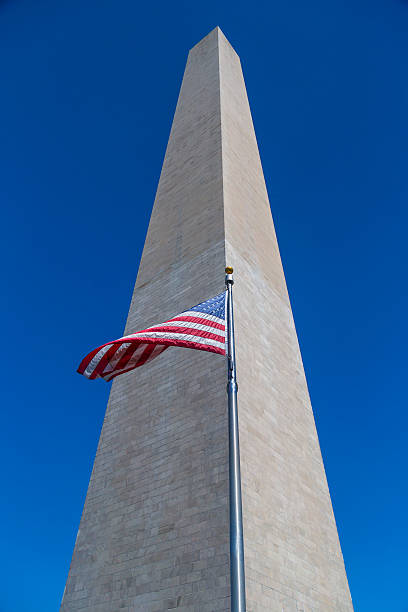 istock The American Flag waves with the Washington Monument 488522138