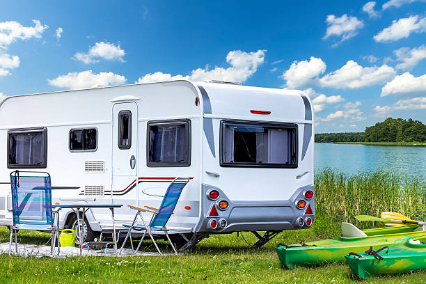 istock Mobile Home at the lake 488522248
