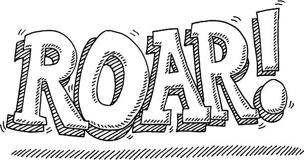 клюшки! лев шум комиксов текст чертежа - safari animals audio stock illustrations
