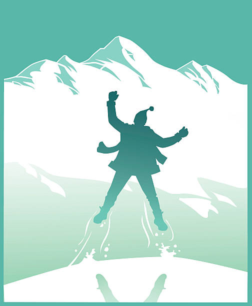人に喜びのジャンプの山 - mountain view点のイラスト素材／クリップアート素材／マンガ素材／アイコン素材