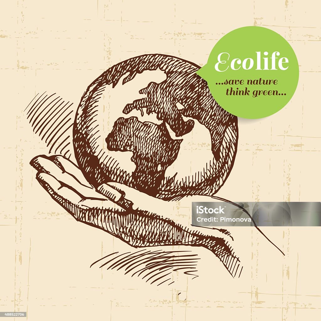 Sketch ecology vintage background. Hand drawn vector illustratio Sketch ecology vintage background. Hand drawn vector illustration 2015 stock vector