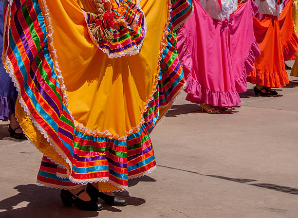 colorato gonne in danza folk messicano - danza tradizionale foto e immagini stock