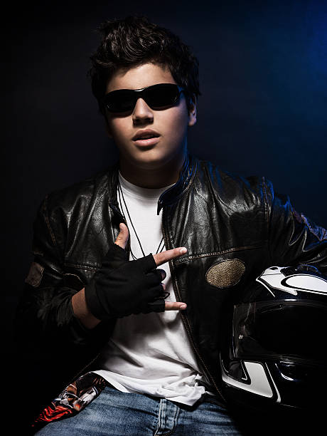 istock Stylish teen biker 488523346