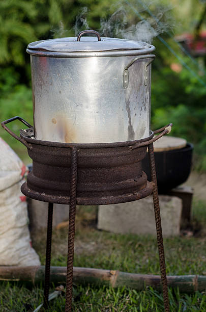 istock pan cooking with steam on rim cooker 488523543