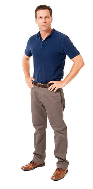 istock Causal businessman with hands on hips on white 488523684
