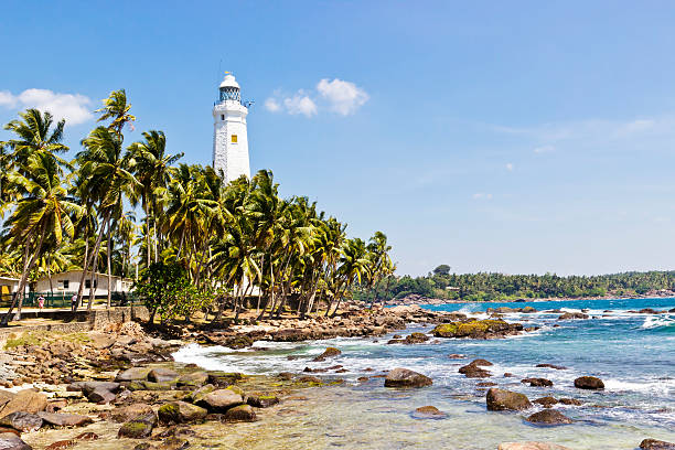 istock Beautiful tropical landscape with white Dondra Head Lighthouse and palms 488524209
