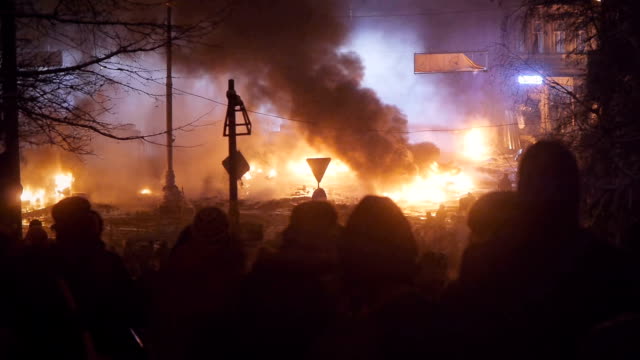 Protesters burn tyres in Kiev, January 2014
