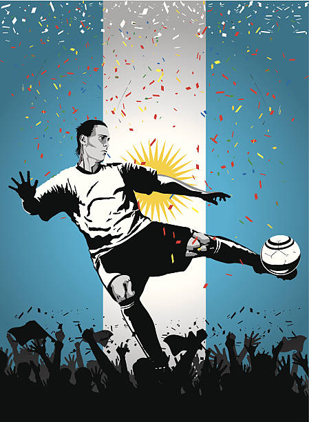 stockillustraties, clipart, cartoons en iconen met soccer player argentina - argentina fans world cup