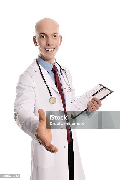 Male Doctor Offering Handshake Stock Photo - Download Image Now - Adult, Balding, Care