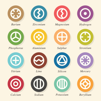 Chemical Element Icons Set 1 Color Circle Series Vector EPS10 File.