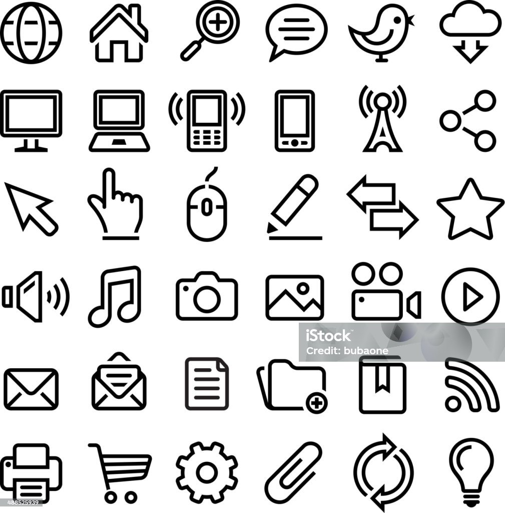 Internet royalty-free vector graphics Black and White vector icon set Internet Icons Black and White Icon Set Icon Symbol stock vector