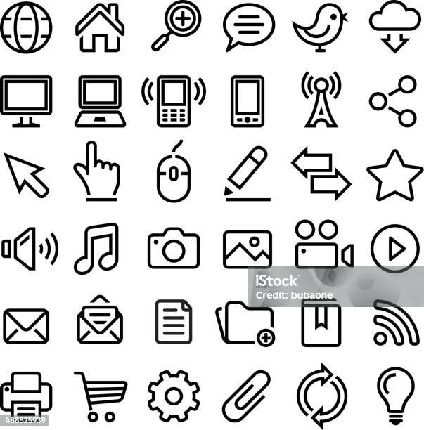 Internet Royaltyfree Vector Graphics Black And White Vector Icon Set Stock Illustration - Download Image Now