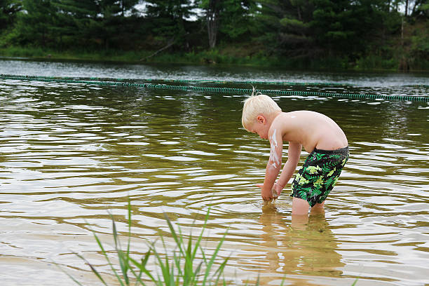 istock Young Child PLaying Outside in Lake 488526774