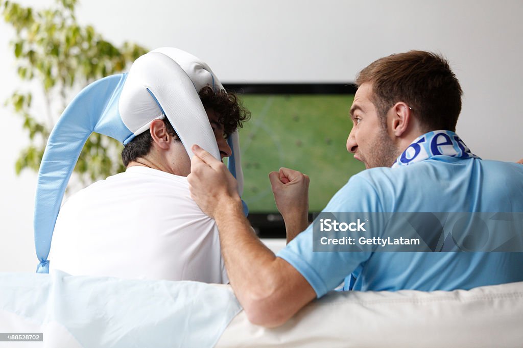Fans of Argentina Celebrate Two fans of Argentina after their team winning Argentina Stock Photo