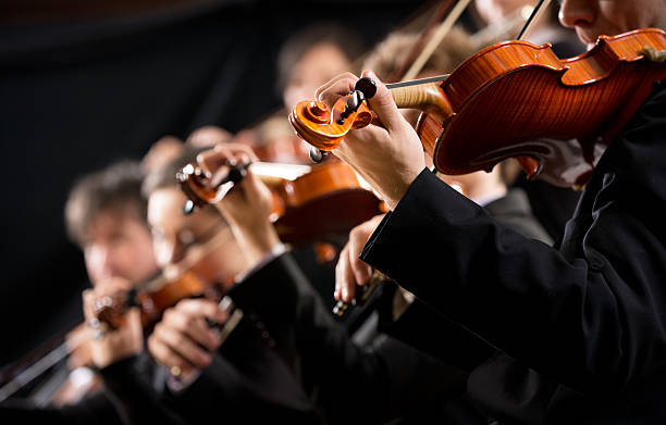 orchestra prima il violino sezione - concerto classico foto e immagini stock