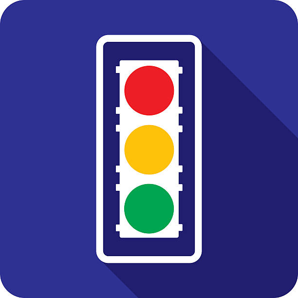Traffic Light Icon Silhouette Vector illustration of a blue traffic light icon in flat style. blue yellow lights stock illustrations