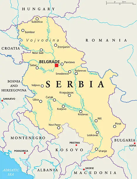 Vector illustration of Serbia Political Map