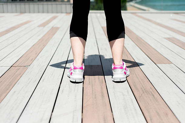 Shadow of a female runner in Hong Kong