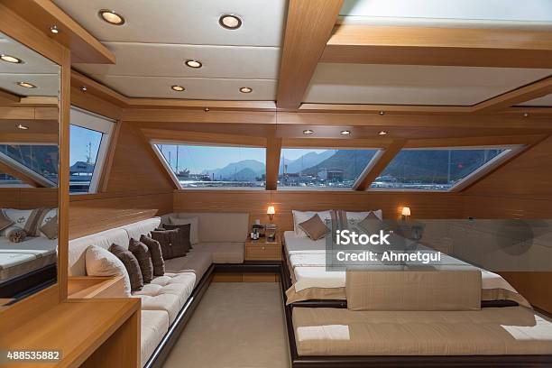 Luxury Yacht Interior Yacht Cabin Stock Photo - Download Image Now - Yacht, Indoors, Vehicle Interior