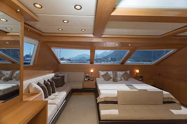Luxury yacht interior, yacht cabin
