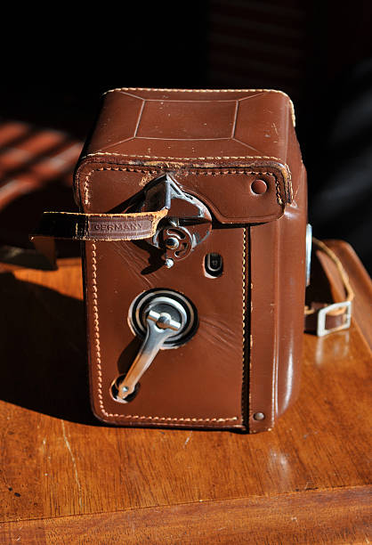 istock Vintage twin lens reflex box camera in a leather case 488536986