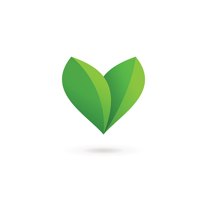 Letter V heart eco leaves icon design template elements