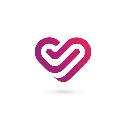 Letter V heart symbol icon design template elements