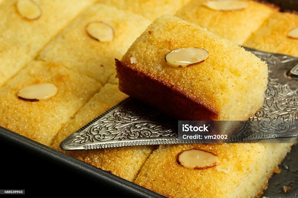 Basbousa Semolina cake Basbousa Middle east Semolina cake 2015 Stock Photo