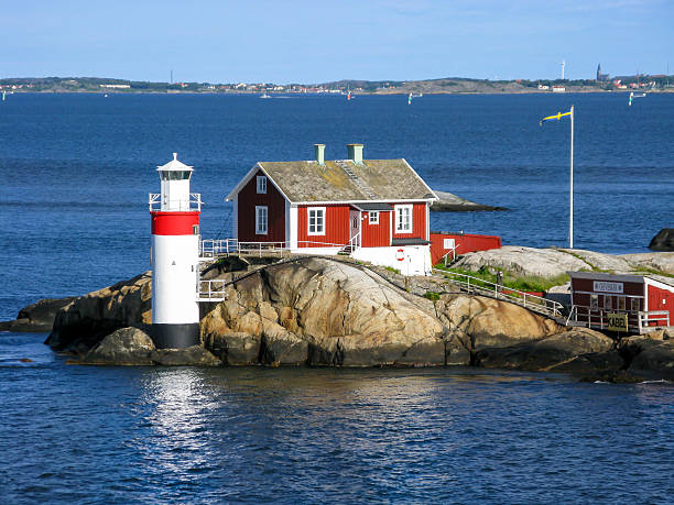 Located between Gothenborg and the island of Vinga, this light guides ships through the waterway from the Kattegat, North Sea into Gota Alv, Gothenborg, Sweden