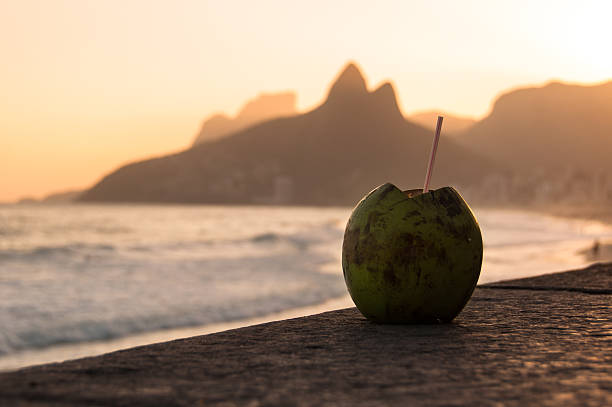 istock Coconut Drink in Ipanema Beach by Sunset 488541206