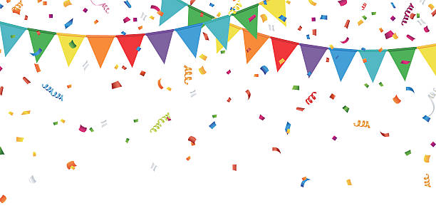 Party Flags and Confetti EPS 10 vector format. fete stock illustrations