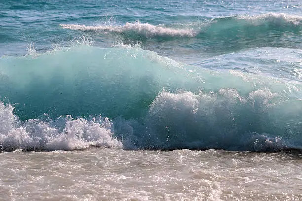 beautiful sea wave with foam is photographed close-up