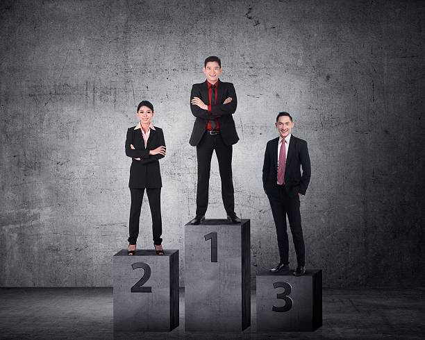 Business person standing on the podium