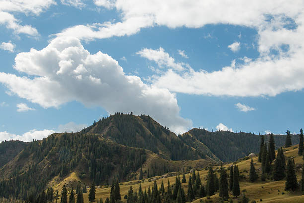 Green hills and valley in mountain landscape in Xinjiang China